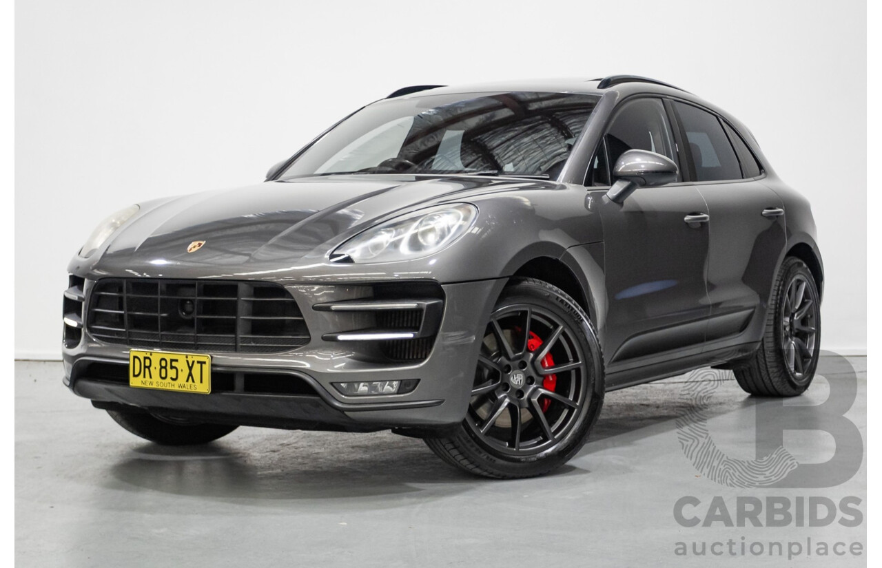 8/2014 Porsche Macan Turbo (AWD) 95B 4d Wagon Agate Grey Metallic Twin Turbo V6 3.6L