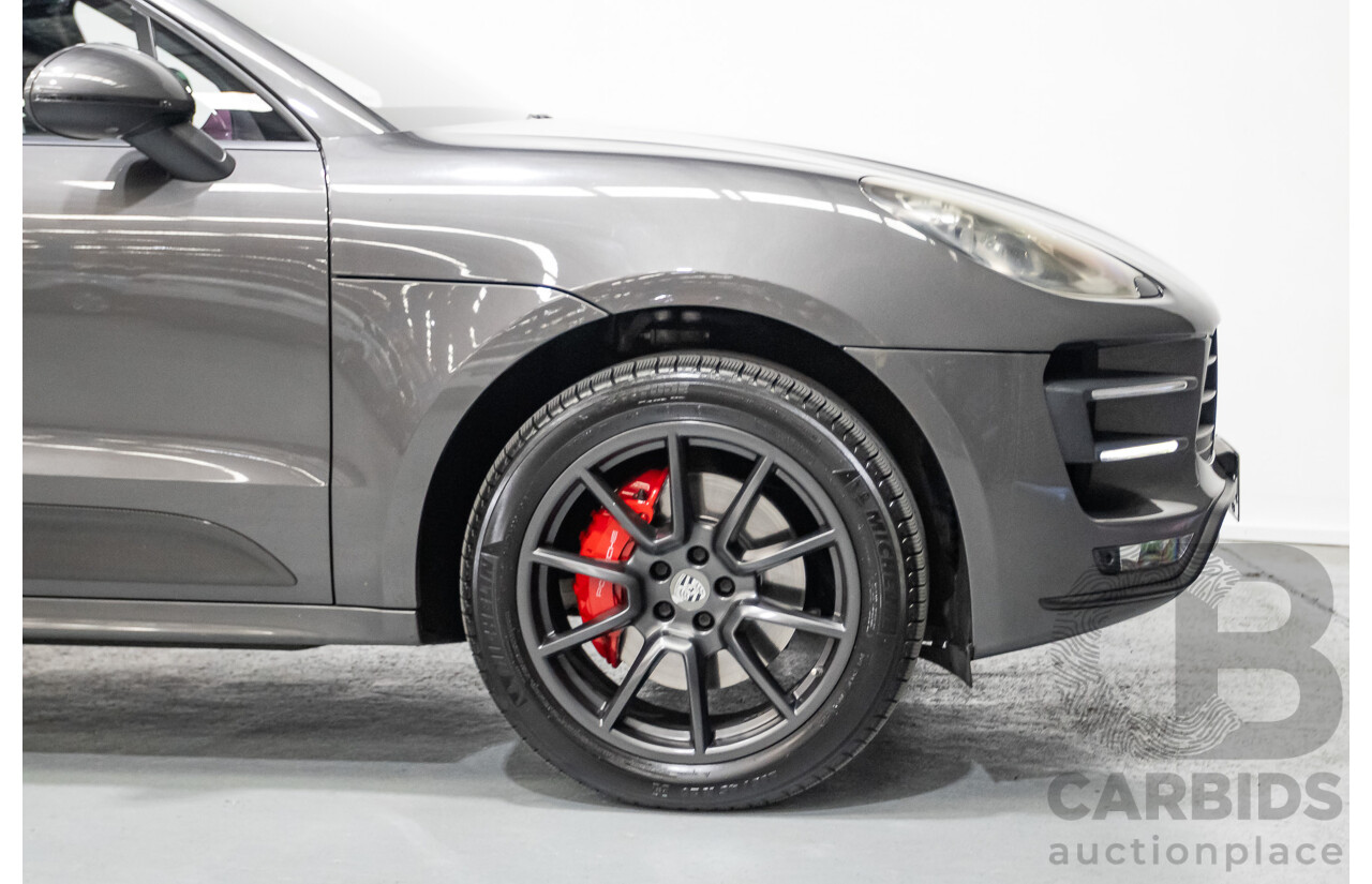8/2014 Porsche Macan Turbo (AWD) 95B 4d Wagon Agate Grey Metallic Twin Turbo V6 3.6L