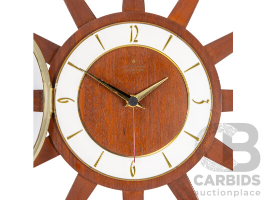 Vintage Junghans Teak 12 Point Starburst Wall Clock