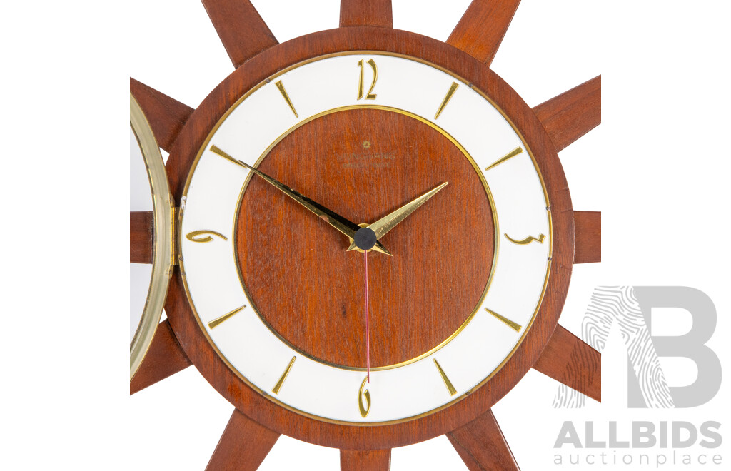 Vintage Junghans Teak 12 Point Starburst Wall Clock