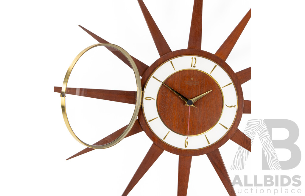 Vintage Junghans Teak 12 Point Starburst Wall Clock