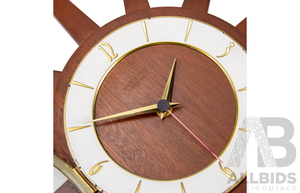 Vintage Junghans Teak 12 Point Starburst Wall Clock
