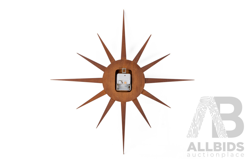 Vintage Junghans Teak 12 Point Starburst Wall Clock