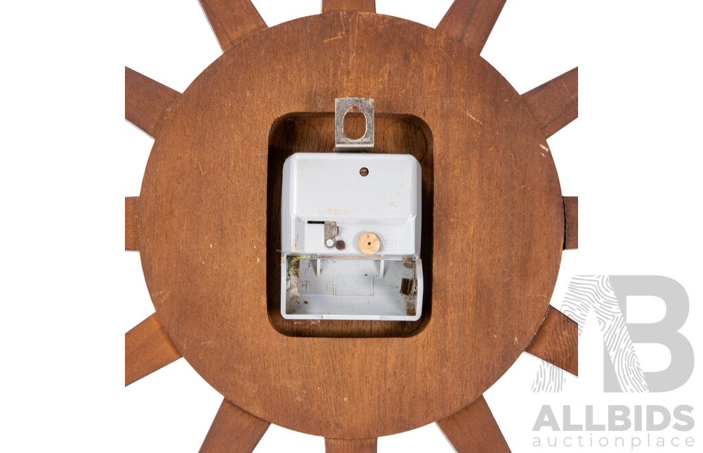 Vintage Junghans Teak 12 Point Starburst Wall Clock