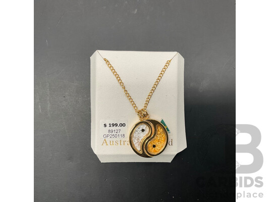 YIN YANG Gold Leaf Pendant 2 Part, Pendant Necklace, LOVISA Serling Silver Body Jewelry, Clear Crystal Blue Sunglasses - Lot of 4
