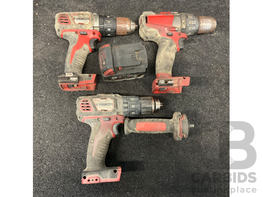 MILWAUKEE M18 3 Drills with M18 5.0ah Battery