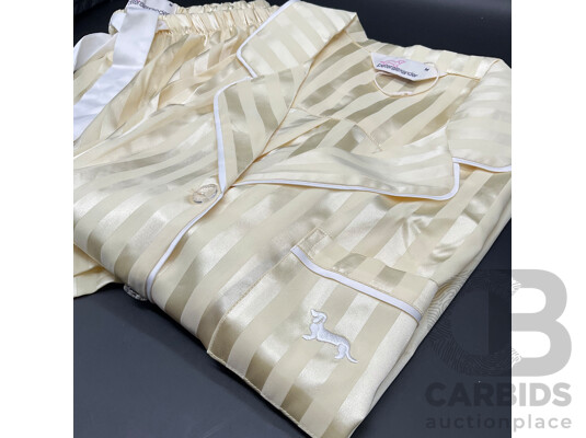 PETER ALEXANDER Butter Stripe Chic Satin Shortie Pj Set - Size M