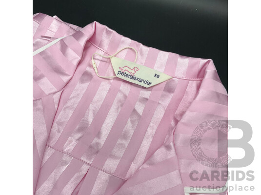 PETER ALEXANDER Pink Stripe Chic Satin Pj Set - size XS