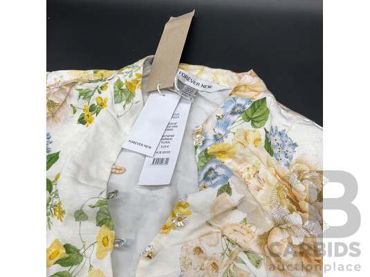 REVIEW Sorrento Paisley Dress Size 8 , FOREVER NEW Annalise Fluted Mini Dress Size 8 , Lot of 2