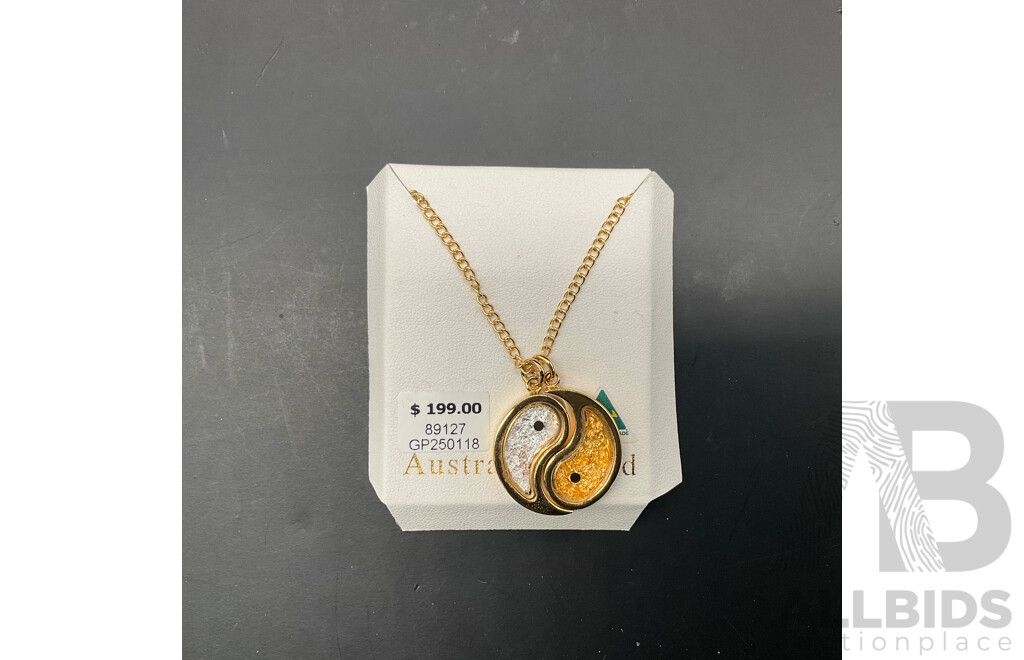 YIN YANG Gold Leaf Pendant 2 Part, Pendant Necklace, LOVISA Serling Silver Body Jewelry, Clear Crystal Blue Sunglasses - Lot of 4