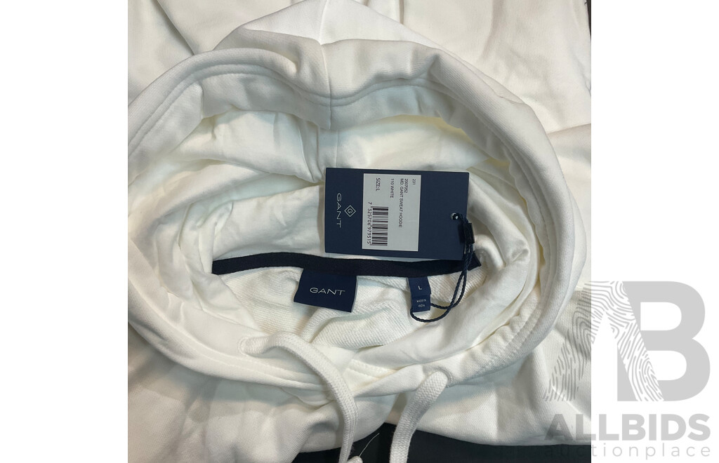 GANT T-shirt Black, GANT Hoodie White, LACOSTE Zip Up Hoodie - Lot of 3