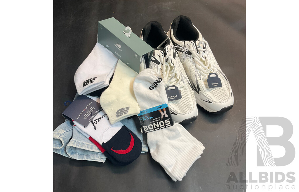 TOMMY HILFIGER Shorts, KMART Shoes, ASSORTED Socks - Lot of 5