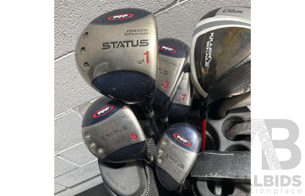 PGF Status Golf Clubs with Carry Bag & Other