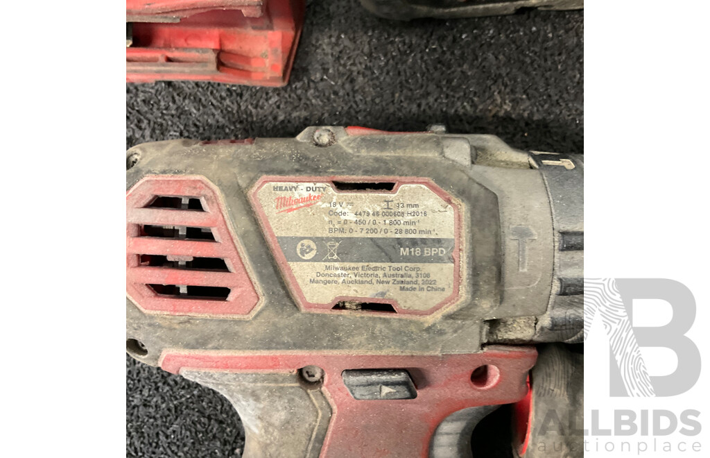 MILWAUKEE M18 3 Drills with M18 5.0ah Battery