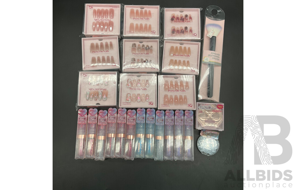 Assorted Lipgloss , Assorted Press On Nails , Other Lot Of 24