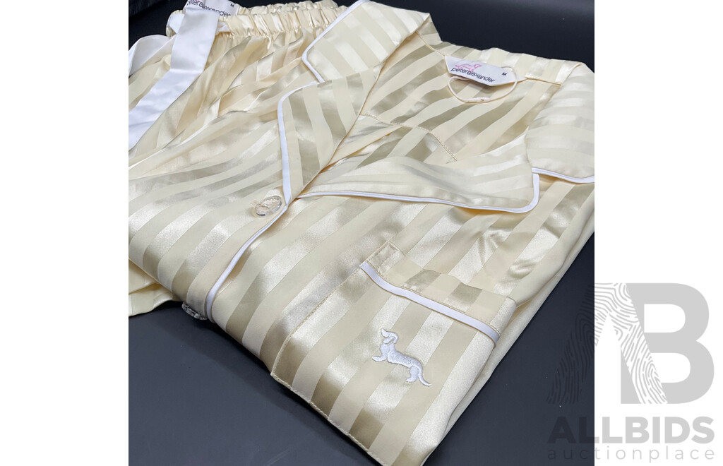 PETER ALEXANDER Butter Stripe Chic Satin Shortie Pj Set - Size M