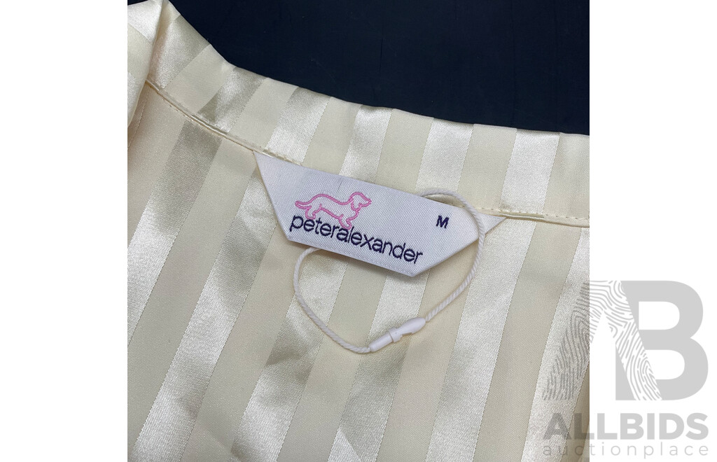 PETER ALEXANDER Butter Stripe Chic Satin Shortie Pj Set - Size M