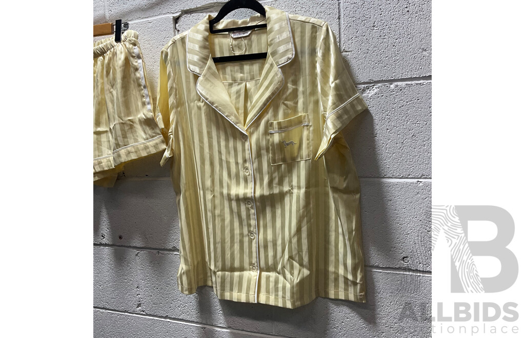 PETER ALEXANDER Butter Stripe Chic Satin Shortie Pj Set - Size M