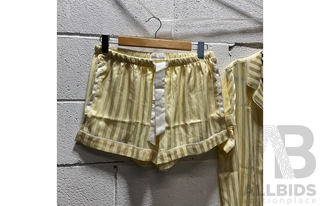 PETER ALEXANDER Butter Stripe Chic Satin Shortie Pj Set - Size M