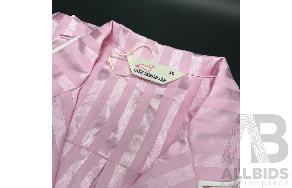 PETER ALEXANDER Pink Stripe Chic Satin Pj Set - size XS