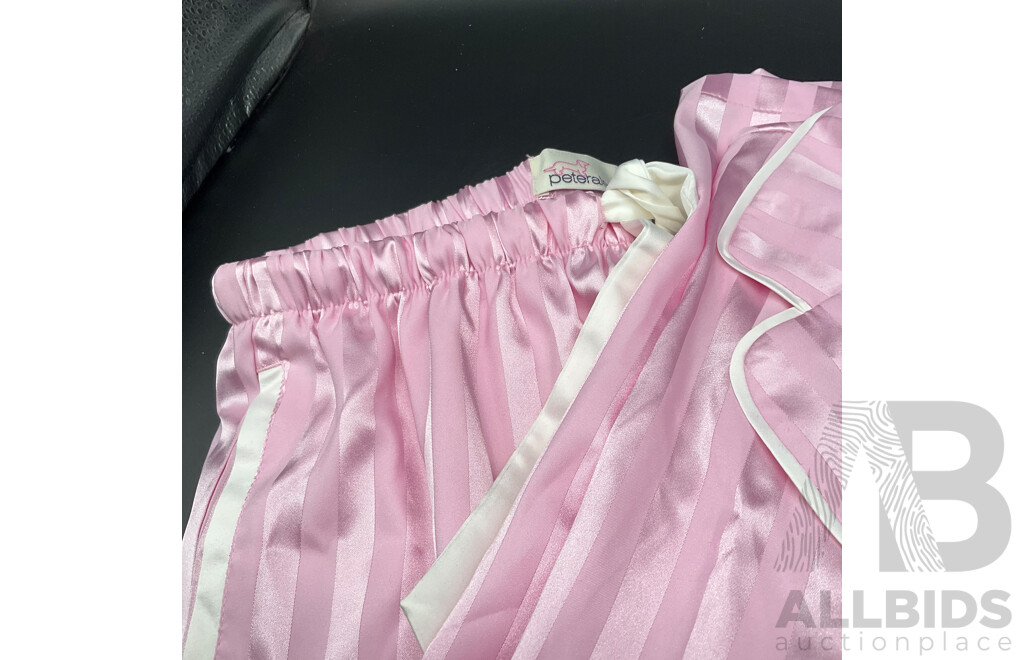 PETER ALEXANDER Pink Stripe Chic Satin Pj Set - size XS