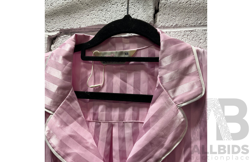PETER ALEXANDER Pink Stripe Chic Satin Pj Set - size XS