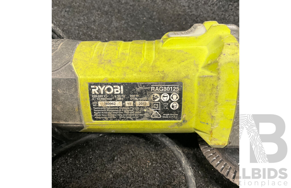 RYOBI Angle Grinder , RYOBI 18V 4Ah Battery , and Other , Lot of 4