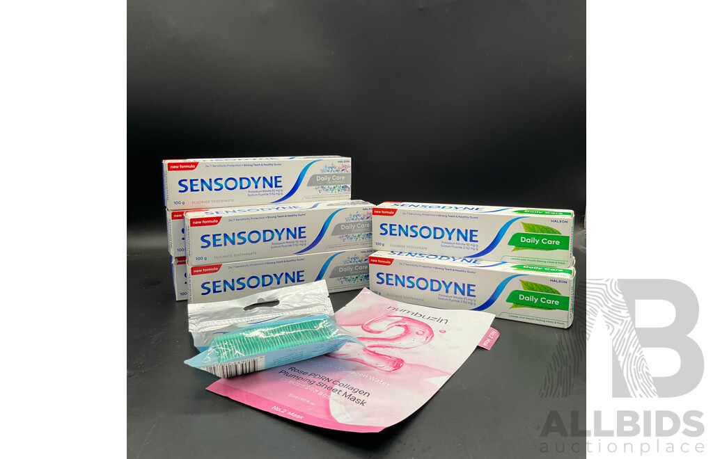 NUMBUZIN NO.2 MASK , SENSODYNE Toothpaste , ALLSMILE Dental Flossers LOT of 10