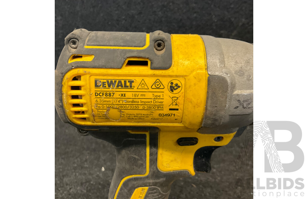 DEWALT DCF887 18V Brushless Impact Driver with 18V 5Ah Battery Lot of 2