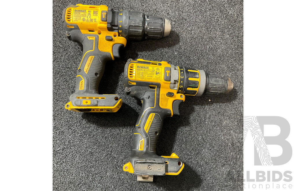 DEWALT 18V Drill Driver (DCD778) & (DCD795-XE) - Skin Only - Lot of 2
