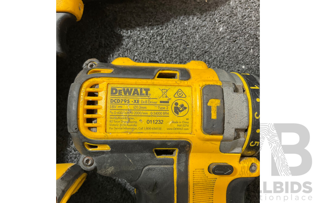 DEWALT 18V Drill Driver (DCD778) & (DCD795-XE) - Skin Only - Lot of 2