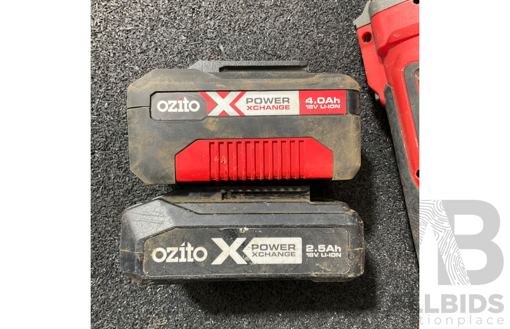 OZITO 18V Angle Grinder (PXAGS-115) - (x2) with 4.0Ah & 2.5Ah Battery - Lot of 4