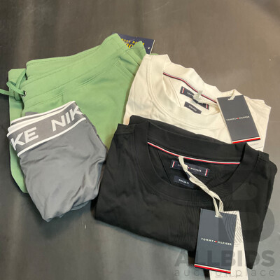 TOMMY HILFIGER T-shirt, TOMMY HILFIGER T-shirt, NIKE Pro Dri-fit Boxer, RALPH LAUREN Shorts Green - Lot of 4
