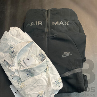 NIKE Air Max Full-Zip Hoodie, NIKE Full-Zip Hoodie, YD. Floral Shirt- Lot of 3