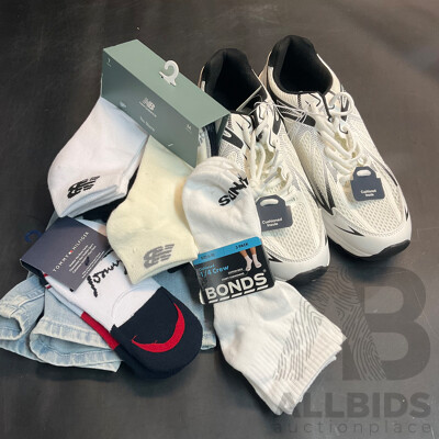 TOMMY HILFIGER Shorts, KMART Shoes, ASSORTED Socks - Lot of 5