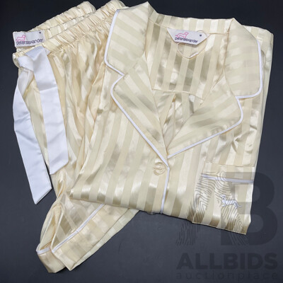 PETER ALEXANDER Butter Stripe Chic Satin Shortie Pj Set - Size M