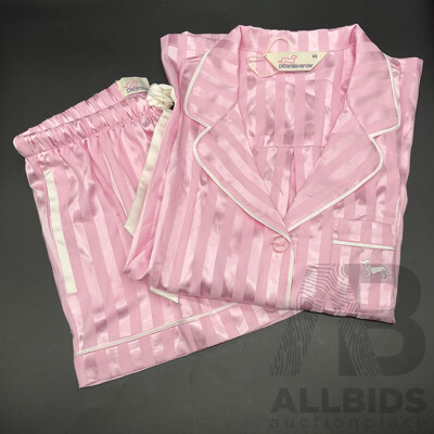 PETER ALEXANDER Pink Stripe Chic Satin Pj Set - size XS