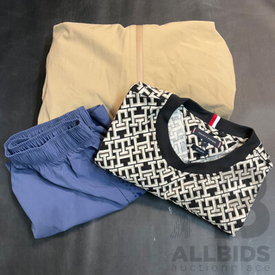 ASSORTED CLOTHING , TOMMY HILFIGER , ASICS , MACPAC , LOT of 3