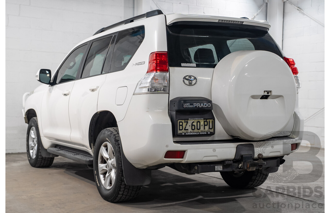 08/2011 Toyota Landcruiser Prado GXL (4x4) KDJ150R 4d Wagon Arctic White Turbo Diesel 3.0L