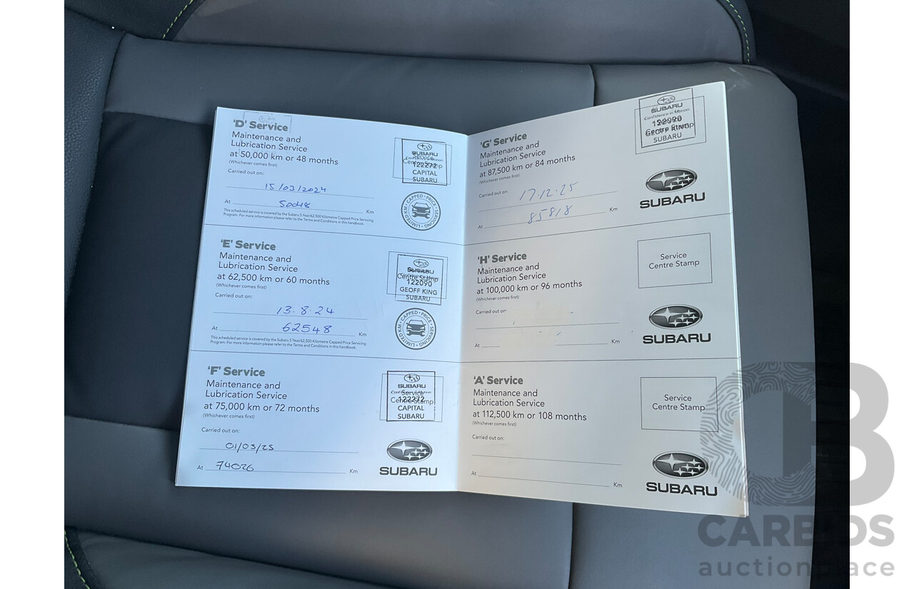 10/2021 Subaru Outback Sport AWD MY21 4d Wagon Green 2.5L