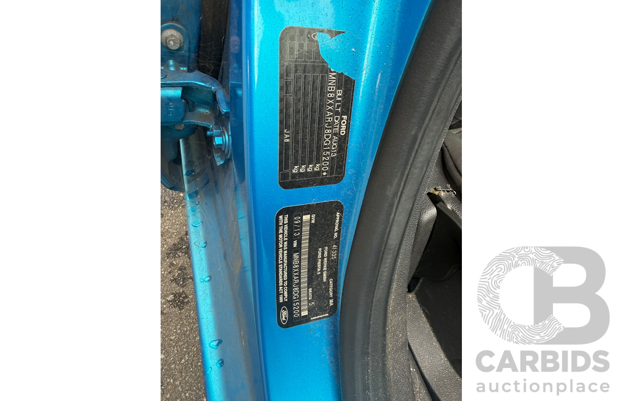 09/2013 Ford Fiesta LX FWD WT 5D Hatchback Blue 1.6L