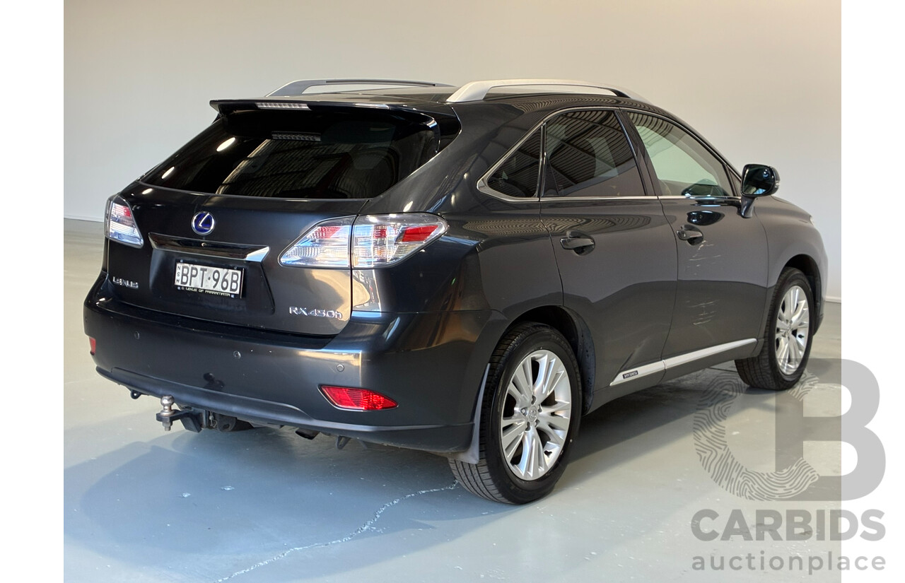 7/2010 Lexus Rx450h Sports Luxury 4x4 GYL15R 4d Wagon Silver 3.5L Hybrid