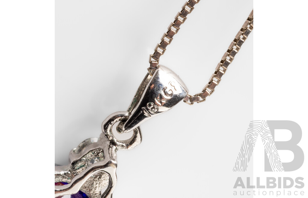 925 Sterling Silver Necklace with 18ct Gold Plated Silver Pendant with Synthetic Tanzanite & Cubic Zirconia. Length - 47.5cms