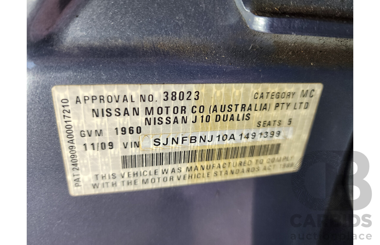 11/2009 Nissan Dualis Ti (4x4) J10 MY10 4d Wagon Grey 2.0L