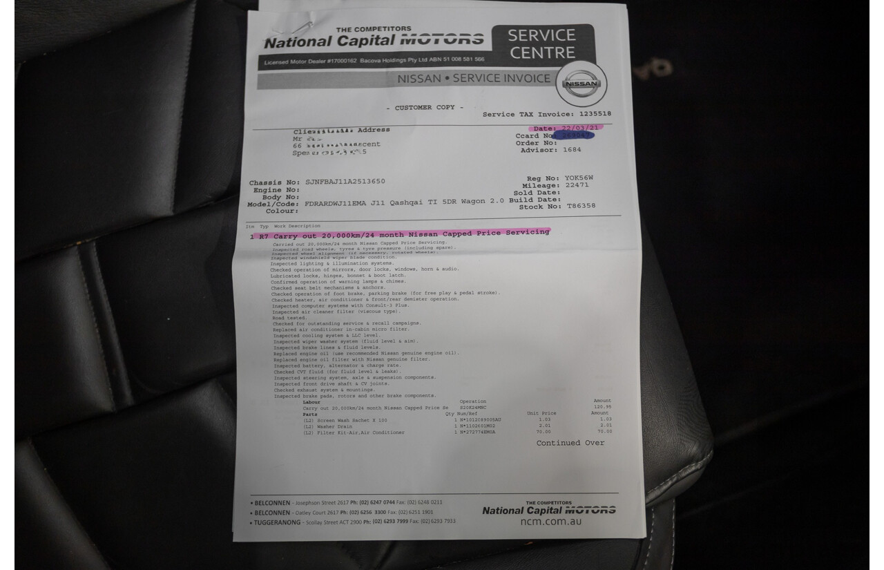 12/2018 Nissan Qashqai Ti J11 MY18 4D Wagon White 2.0L