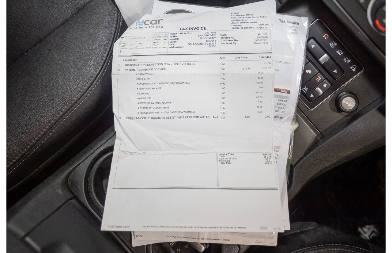 11/2014 Land Rover Discovery 3.0 TDV6 (4x4) MY15 4D Wagon Santorini Black Metallic Turbo Diesel 3.0L - 7 Seater