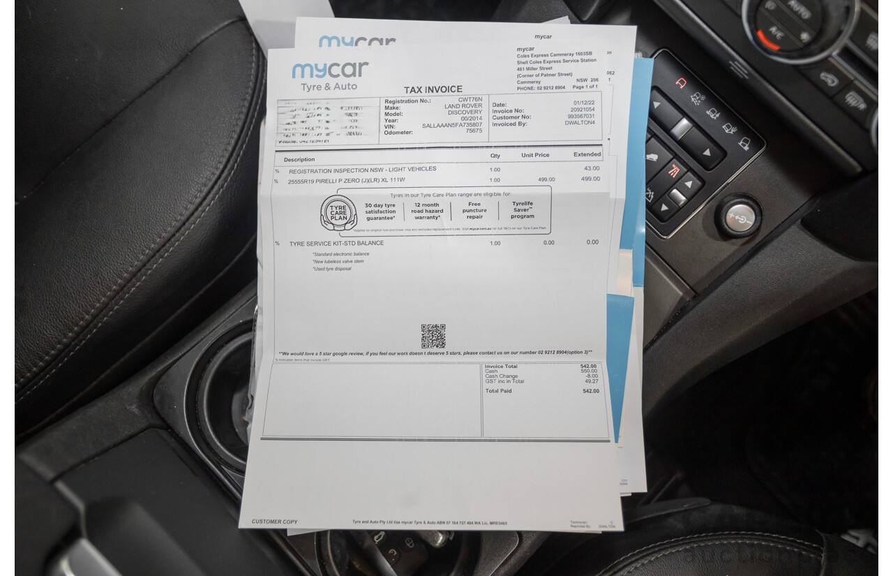11/2014 Land Rover Discovery 3.0 TDV6 (4x4) MY15 4D Wagon Santorini Black Metallic Turbo Diesel 3.0L - 7 Seater