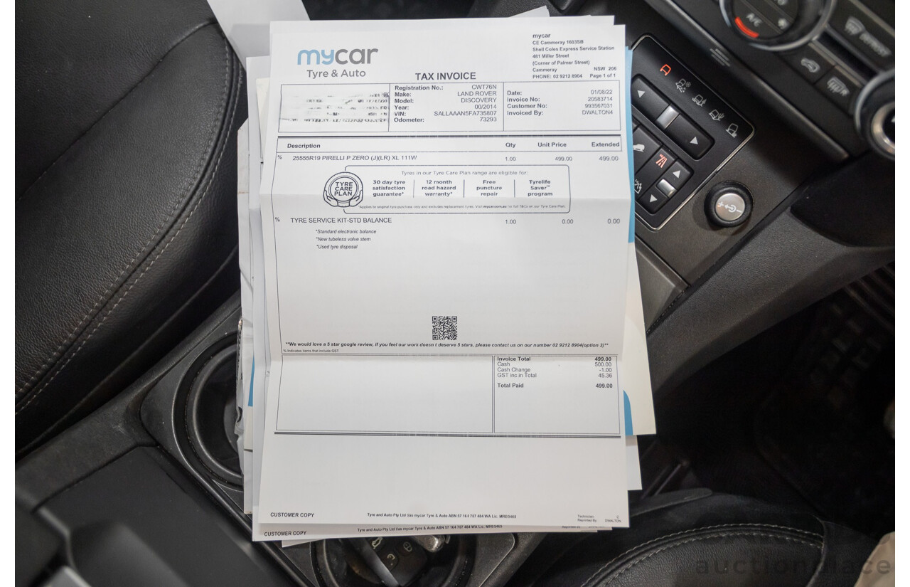 11/2014 Land Rover Discovery 3.0 TDV6 (4x4) MY15 4D Wagon Santorini Black Metallic Turbo Diesel 3.0L - 7 Seater