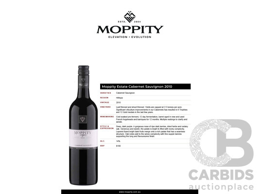 Moppity Estate Cabernet Sauvignon 2010 750ml - Case of 12 Bottles