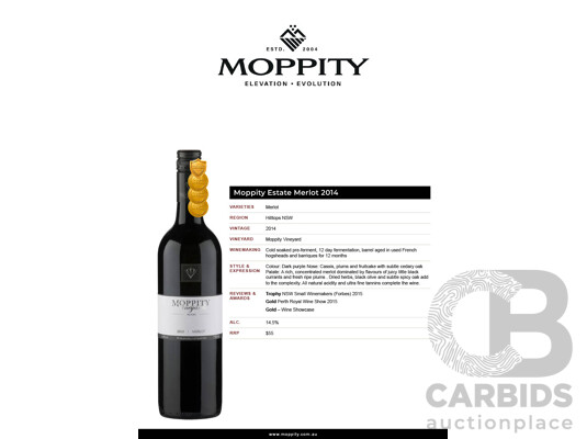 Moppity Estate Merlot 2014 750ml - Case of 12 Bottles